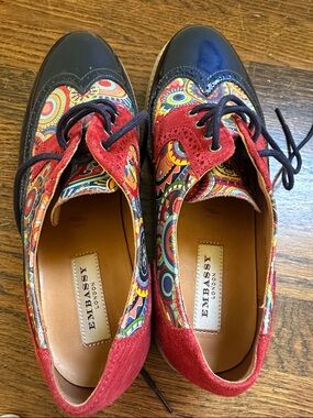 Women’s  Embassy London Red Multicolor Brogue Oxfords size 40 eu/ women’s 9